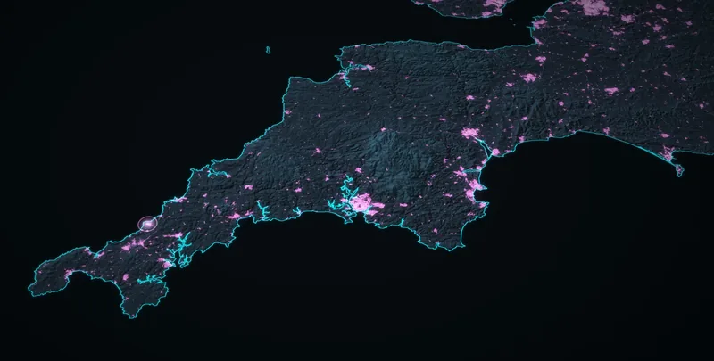 Map in slate with magenta lights