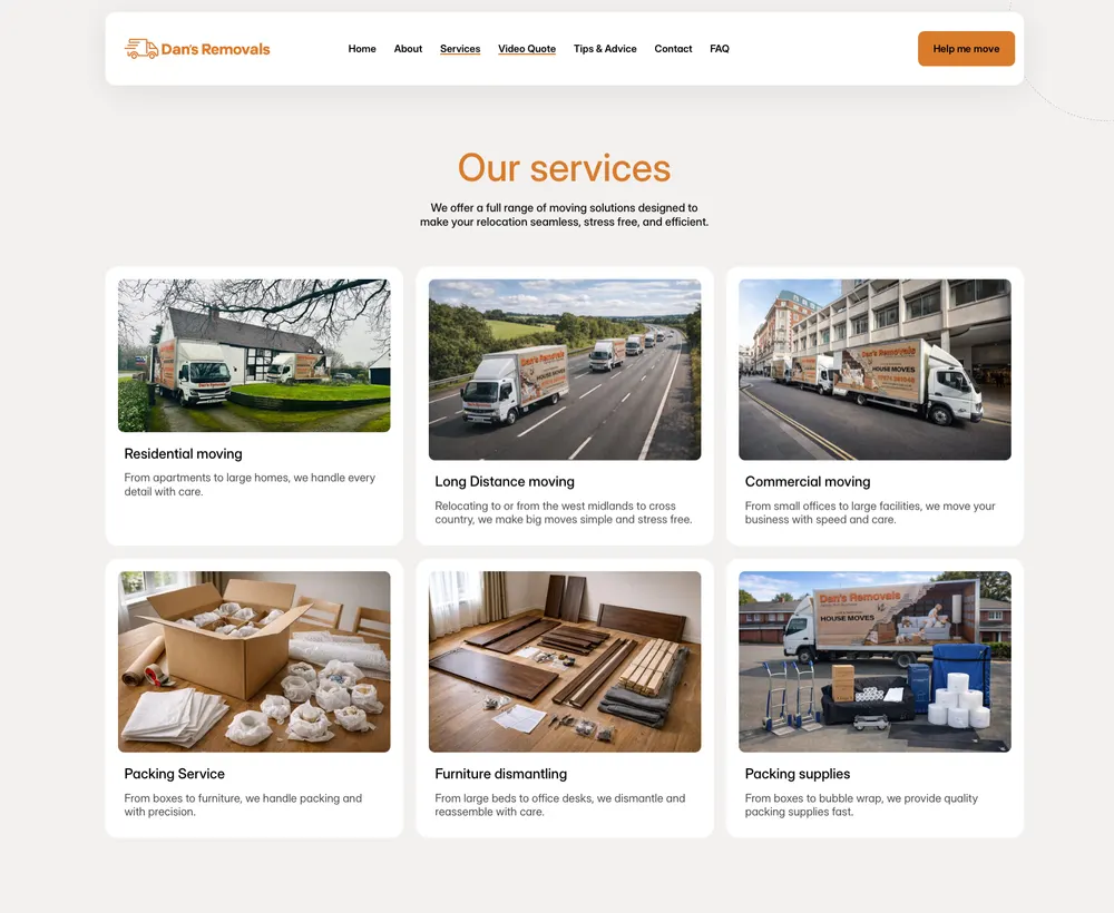 Dan's Removals New section we added