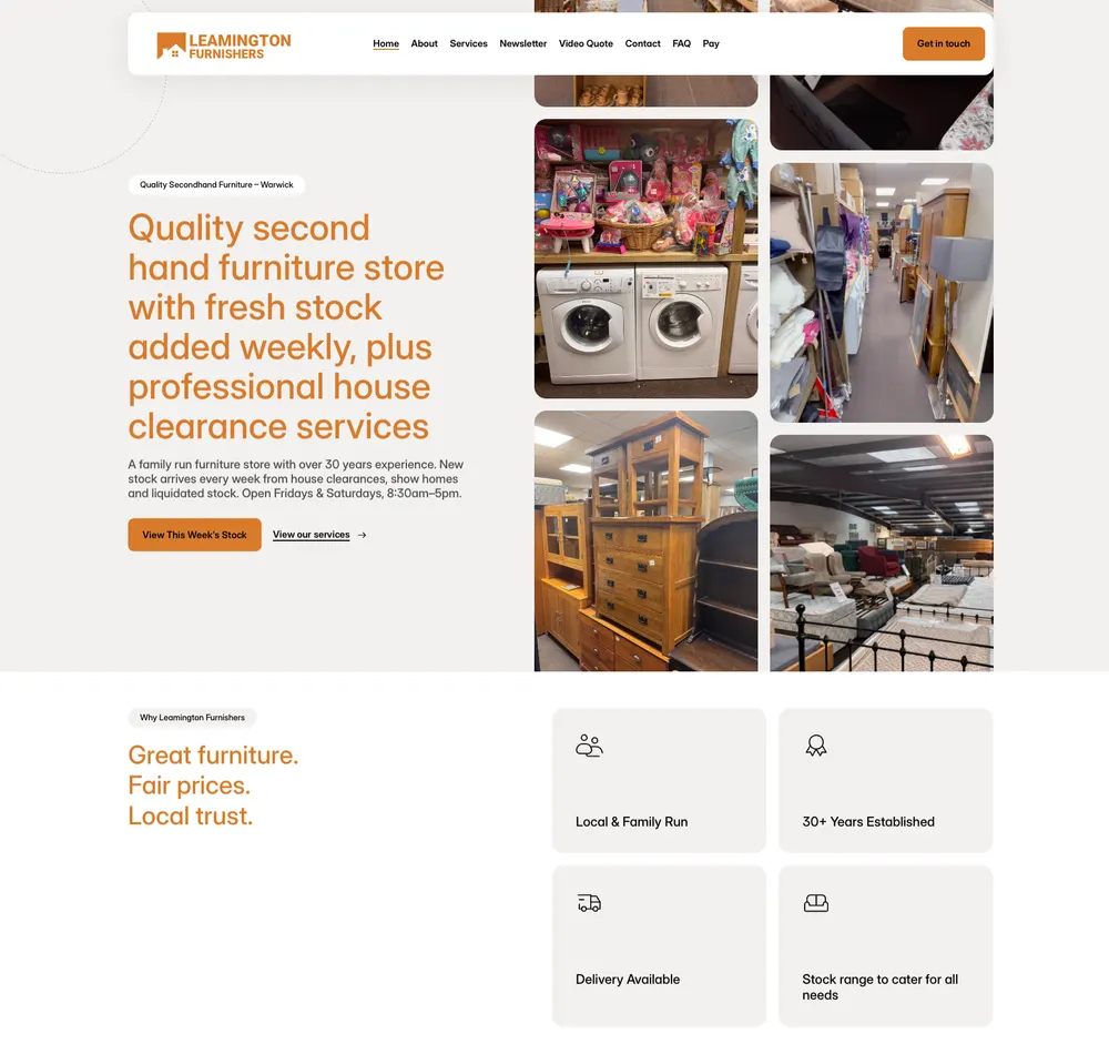 Leamington Furnishers website built by Nero Engine