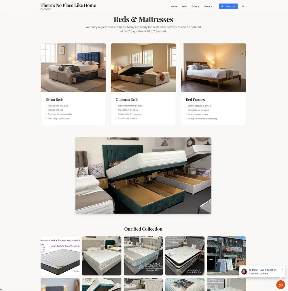 There's No Place Like Home Beds Page after the rebuild